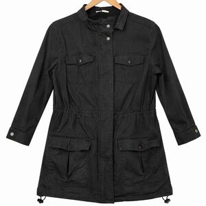 Style & Co Black Utility Jacket Medium Cotton Spandex Military Cargo jacket cinc